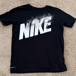 Nike Black T-Shirt with White Splatter Logo